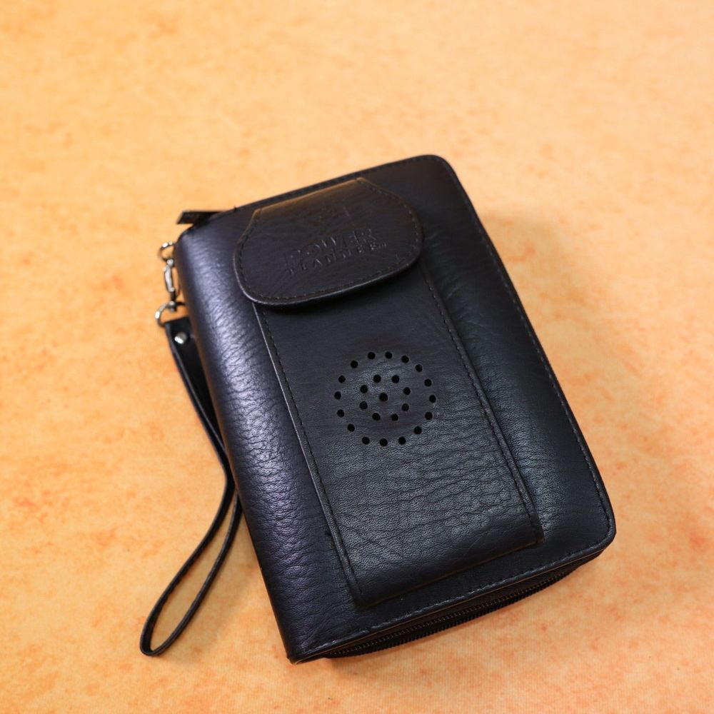 Power planner booklet with calculator Thick zip leather bag